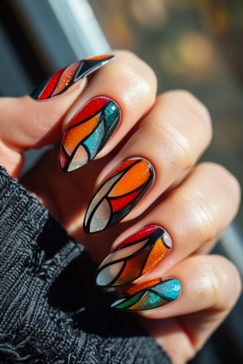 #nail design #nail inspo #elegant nails #nails #elegant nails #trendy nails #minimalist nails #cool nail inspo #nails idea #nude nail designs #graduation nails #summer nails #coffin nails designs #coffin nails #grad nails #summer toe nails #spring nails #nail ideas #nails acrylic #nail designs #nail inspo #nagels #nägel inspiration #summer nails 2024 #holiday nails summer #summer nails 2024 Stained Glass Manicure, Nails Inspiration Holiday, Green And Red Nail Art, Letters Nail Art, Stained Glass Nail Art Design, Bold Nails Designs, Stained Glass Nail Art Tutorial, Stained Glass Nails Designs, Stain Glass Window Nails