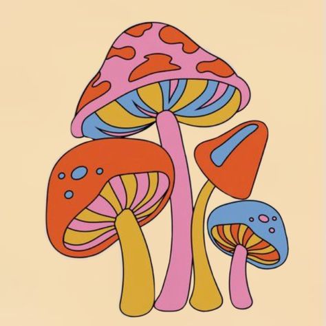 Preppy Aesthetic Wallpaper, Images Pop Art, Never Stop Growing, Grafika Vintage, Hippie Wallpaper, Arte Inspo, Mushroom Art, Hippie Art, Mini Canvas Art