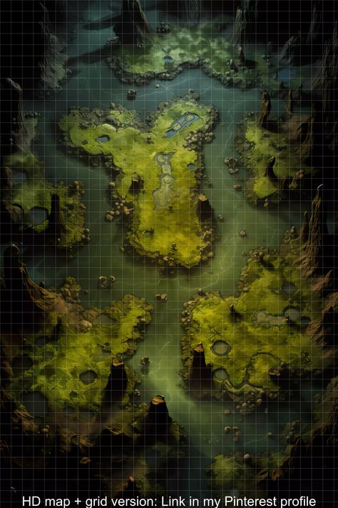 Explore the eerie DnD map of Alien Swamp, perfect for dungeon masters. Dive into a mysterious wetland with our collection! Swamp Battle Map Dnd, Swamp Map Dnd, Dnd Terrain Ideas, Dnd Map Assets, Dungeon Map Dnd, Dnd Dungeon Maps, Swamp Map, Dnd Swamp, Desert Dnd