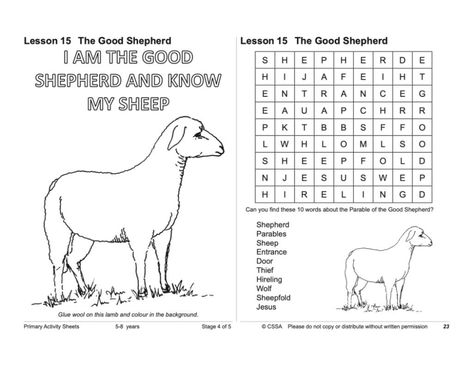 The Good Shepherd (CSSA Primary Stage 4 Lesson 15) – Magnify Him Together I Am The Good Shepherd Lesson, Good Shepherd Activities, The Good Shepherd Craft, I Am The Good Shepherd, Good Shepard, Homework Sheet, Download Sheet Music, Good Shepherd, Bible Characters