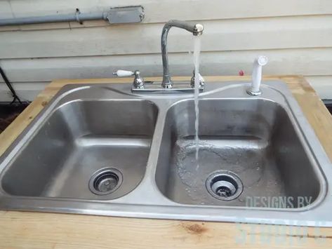 Connecting an Outdoor sink Faucet to a Garden Hose Outdoor Sink Faucet, Outdoor Garden Sink, Outdoor Sink, Sink Plumbing, Garden Sink, Outdoor Sinks, Utility Sink, Water Hose, Garden Bench