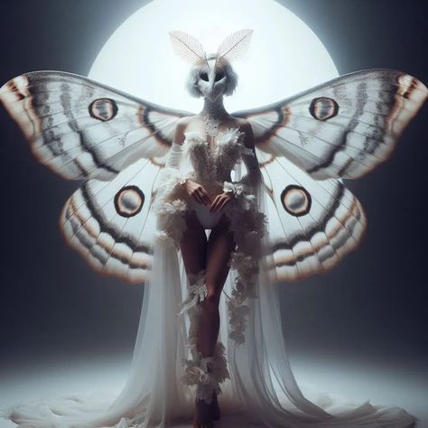 Mothwoman 🦋 #ai #aiartofinstagram #artificialintelligence #aiart #aiartcommunity #aiconceptart #aifashionphotography #aifashiondesign #aesthetic #moth #digitalekunst #digitalfashion #digitalphotoart #dalle3 #stablediffusion #fashion #conceptart #newmediaart Womens Moth Costume, Diy Moth Costume Women, Butterfly Head Piece, Moth Costume Aesthetic, White Moth Costume, Moth Hybrid Human, Moth And Lamp Costume, Moth Makeup Halloween, Moth Costume Diy