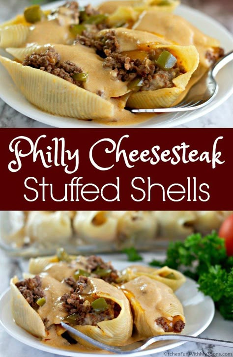 Cheesy Stuffed Shells, Pasta Shells Stuffed, Recipe Ricotta, Ground Beef Pasta Recipes, Shells Stuffed, Chicken Stuffed Shells, Beef Pasta Recipes, Homemade Cheese Sauce, Shells Recipe