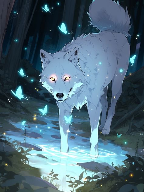 Animal Infographic, Magical Wolf, Fox Artwork, Wolf Artwork, Fantasy Wolf, Warrior Cats Art, Canine Art, Beautiful Wolves, Anime Wolf