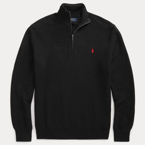 Polo Ralph Lauren Mesh-Knit Cotton Quarter-Zip Sweater Size Medium Has A 27" Body Length (Front And Back), A 17.75" Shoulder, A 42" Chest, And A 25.25" Sleeve Length. Sleeve Length Changes 0.5" Between Sizes. Rib-Knit Mockneck. Quarter-Zip Placket. Long Sleeves With Rib-Knit Cuffs. Rib-Knit Hem. Signature Embroidered Pony At The Left Chest. 100% Cotton. Machine Washable. Imported. New With Tag! Quarter Zip Ralph Lauren, Men’s Quarter Zip, Quarter Zip Outfit Men, Ralph Lauren Zip Sweater, Quarter Zip Outfit, Man Closet, Ralph Lauren Quarter Zip, Quarter Zip Men, Mens Quarter Zip