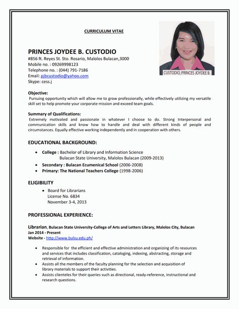 Resume Sample First Job | Sample Resumes Cv Format For Job, Resume Format Examples, First Job Resume, Job Resume Format, Sample Resume Format, Professional Resume Examples, Job Resume Samples, Best Resume Format, Basic Resume