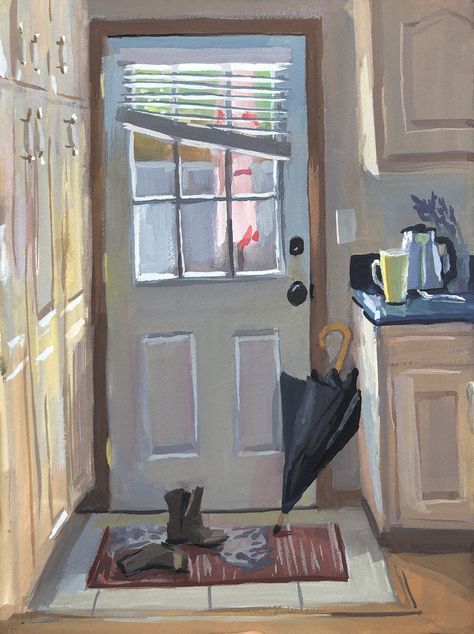 Painting Set Up, Paintings Of Rooms, Painting Of Room, Doorway Painting, Everyday Life Art, Daily Painting Challenge, Art Interior Paintings, Heather Martin, Pinturas Art Deco