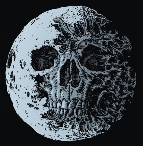 Skull Moon Tattoo, October Poem, Story Challenge, Moon Tattoo Design, Skull Moon, Moon Tattoo Designs, Skeleton Art, Skull Artwork, Dark Art Drawings