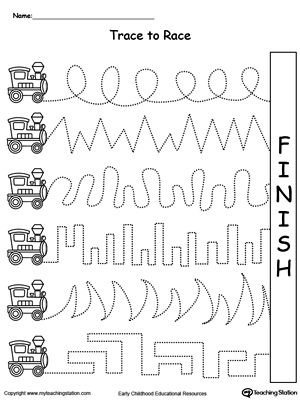 *FREE* Trace to Race: Train Track Worksheet. Help your child develop their pre-writing and fine motor skills with this printable worksheet. Worksheet For Preschool, Transportation Preschool, Preschool Tracing, Preschool Fine Motor, Preschool Writing, Writing Worksheets, Tracing Worksheets, Pre Writing, Fine Motor Activities