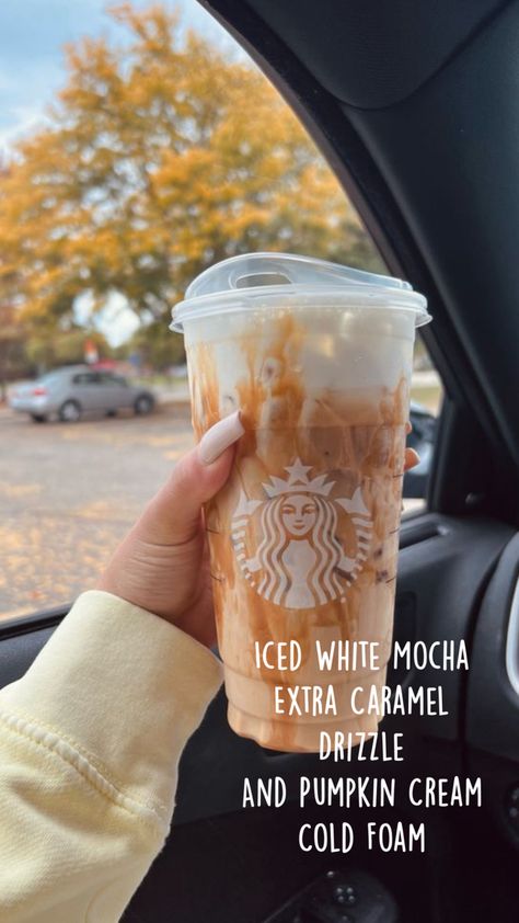 Fall Starbucks Drinks Recipe, Fall Starbucks, Starbucks Drink Menu, Starbucks Fall Drinks, Fall Drink Recipes, Starbucks Hacks, Starbucks Secret Menu Recipes, Cold Starbucks Drinks, Starbucks Drinks Diy