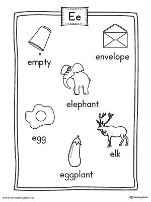 The Short Letter E Word List with Illustrations Printable Poster is perfect for students in preschool and kindergarten to learn new words and the beginning letter sounds of the English alphabet. Montessori Worksheets, Letter E Activities, Sounds Worksheet, Sound Activities, Beginning Letter Sounds, Alphabet Letter Activities, Letter Sound Activities, Kindergarten Phonics Worksheets, Abc Coloring Pages