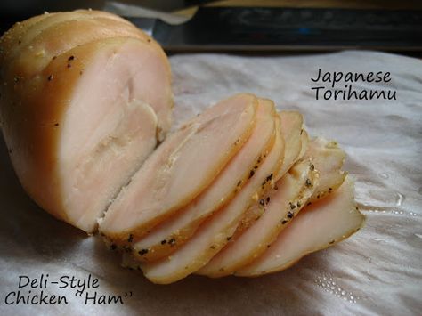 Home Cooking In Montana: Japanese Torihamu... Deli-Style Chicken "Ham" Lunch Meat. DIY lunch meat Deli Meat Recipes, Chicken Loaf, Curing Meat, Meat Curing, Sausage Making Recipes, Homemade Ham, Chicken Ham, Lunch Meat Recipes, Luncheon Meat