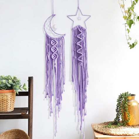 Macrame Wall Hanging Decor, Moon Dream Catcher, Dream Catcher Decor, Boho Macrame Wall Hanging, Decor 2023, Teen Girl Room Decor, Boho Moon, Handmade Tapestries