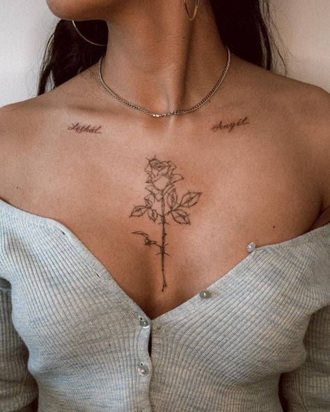 Single Barbed Wire Tattoo, Collar Bone Barbed Wire Tattoo, Barbwire Rose Tattoo, Barbed Wire Rose Tattoo, Barb Wire Tattoo, Underboob Tattoos, Barbed Wire Tattoo, Wire Tattoo, Barbed Wire Tattoos