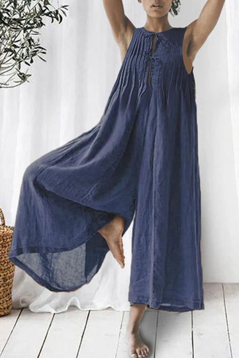 Summer Loungewear, Flowy Jumpsuit, Navy Romper, Wide Leg Romper, Chique Outfits, Loose Jumpsuit, Linen Jumpsuit, Jumpsuits And Romper, Red Jumpsuit