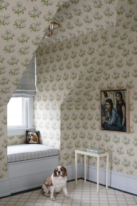 This Maximalist Home Proves There’s No Such Thing as Too Much Pattern #SOdomino #room #wall #furniture #tile #wallpaper Cape Cod Bedroom, Attic Design Ideas, Angled Ceiling, Maximalist Home, Wallpaper Ceiling, Attic Spaces, Nursery Room Inspiration, Attic Bedroom, Attic Rooms