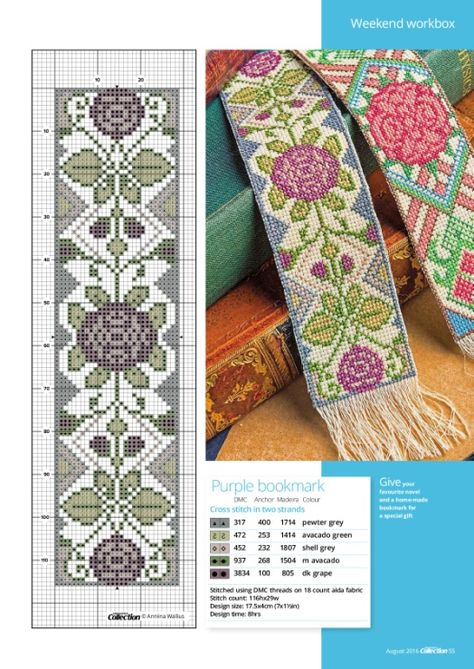 Purple Bookmark, Cross Stitch Freebies, Stitch Collection, Cross Stitch Collection, Cross Stitch Books, Pola Kristik, Cross Stitch Bookmarks, Stitch Book, Cross Stitch Borders