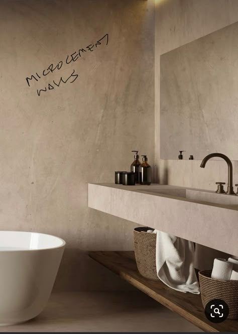 Minimalist Bathroom Ideas, Drømme Bad, Cement Bathroom, Mediterranean Bathroom, Unique Bathroom Vanity, Minimalist Bathroom Design, Concrete Bathroom, Bathroom Design Inspiration, Bathroom Inspiration Decor