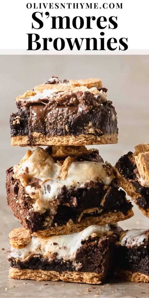 S'mores Brownies Recipe Gooey Smores Chocolate Bars, Brownies With Graham Cracker Crust, Brownie Crumble Dessert, S’mores Cookies With Graham Crackers, Smores Treats Golden Grahams, Different Flavored Brownies, S’mores Poke Brownies, Brownie Smores Bars, Nutella Smores Bars