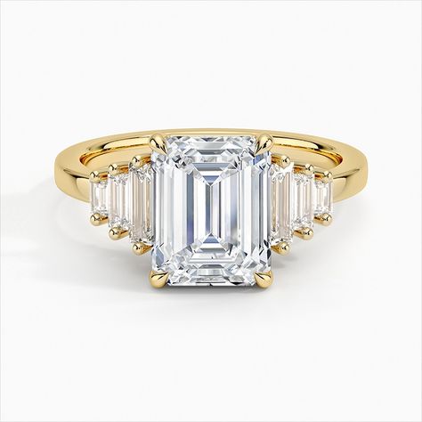 Classic Baguette Diamond Ring - Faye - Brilliant Earth Three Stone Diamond Rings Engagement, Unique Engagement Ring Settings, Stone Diamond Ring, Three Stone Diamond Ring, Timeless Ring, Emerald Cut Engagement, Baguette Diamond Rings, Three Stone Diamond, Emerald Engagement Ring Cut