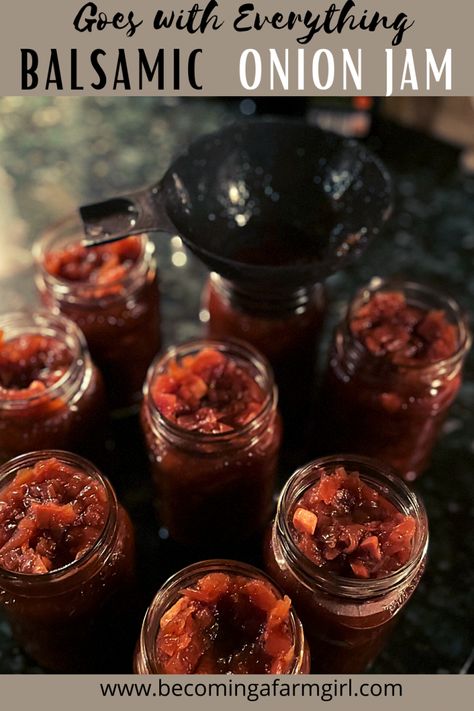 Balsamic Onion Jam Recipe, Pantry Prepping, Onion Jam Recipe, Red Onion Jam, Bacon Onion Jam, Water Bath Canning Recipes, Bacon Jam Recipe, Pepper Jelly Recipes, Balsamic Onions