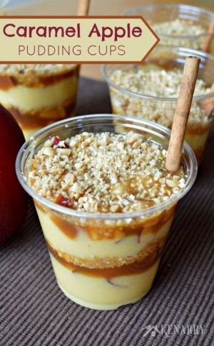 Pumpkin Pie Parfaits Caramel Apple Pudding, Apple Pudding, Food On Sticks, Pudding Cups, Fall Entertaining, Pudding Desserts, Great Desserts, Caramel Apple, Halloween Parties