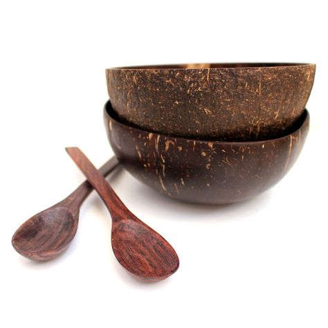 This combo includes one of each our coconut shell bowls. - 1 Original Coconut Bowl - 1 Natural Coconut Bowl - 2 Wooden sono spoons These coconut shell bowls are hand made from real coconuts reclaimed Coconut Oil Coffee Recipe, Natural Breakfast, Coconut Oil Coffee, Coconut Cups, Coconut Bowls, Coconut Oil Recipes, Coconut Bowl, Vegan Yogurt, Benefits Of Coconut Oil