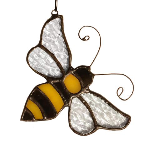 Bumble Bee Decorations, Stained Glass Window Hangings, Glass Theme, Stained Glass Birds, Stained Glass Ornaments, Stained Glass Butterfly, Stained Glass Decor, Stained Glass Window Hanging, Stained Glass Diy