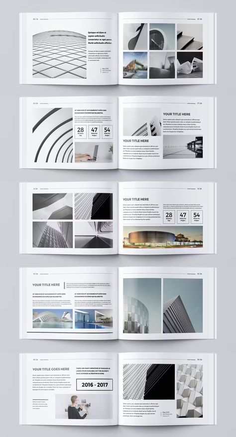 Modern Architecture Brochure Template INDD. 24 Pages A4 & A5 Architectural Brochure Design, Broucher Ideas Design, A5 Brochure Design, Architect Brochure, Profolio Design, Modern Brochure Design, Booklet Design Layout, Architecture Portfolio Template, Architecture Brochures