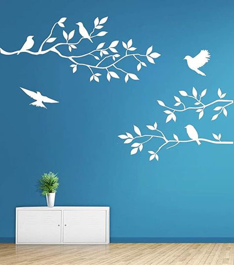 Asian Paint Design, Tree Design On Wall, Nursery Room Diy, Wall Stickers Family, Tree Wall Painting, Simple Wall Paintings, Vinyl Mural, Seni Mural, Home Wall Painting