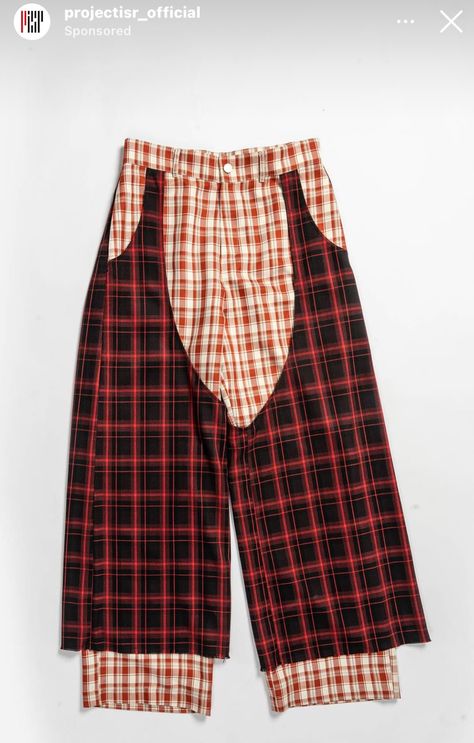 Patchwork Pants Outfit, Queer Clothes, Patchwork Pants, Denim Projects, Classy Photography, Weird Fashion, Fashion Project, The Double, Plaid Print