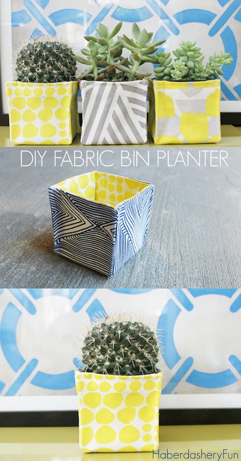 Hi, I’m Marni with Haberdashery Fun. I’m happy to be here today sharing my mini fabric planter bins. I’ve been wanting to make little fabric bins for quite some time. With Mother’s Day just around the Fabric Bin, Tote Tutorial, Bag Tutorials, Plant Pot Covers, Purse Tutorial, Pouch Tutorial, Fabric Storage Bins, Fabric Basket, Basket Tote