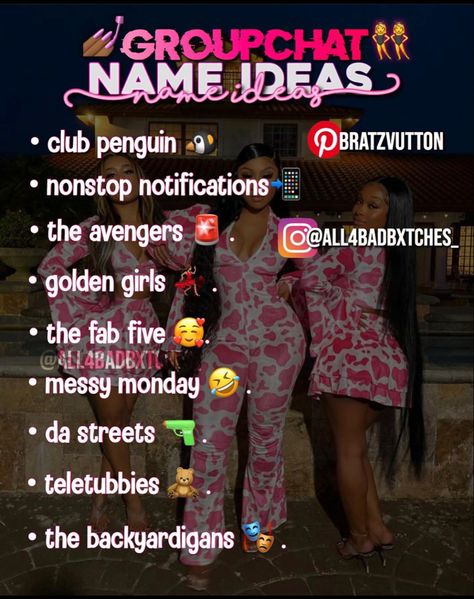 Gc Names Ideas For 4, Group Names For 3 Friends, Group Chat Names For 4 Friends, Groupchat Names Ideas, Contact Name Ideas, Gc Names, Funny Group Chat Names, Contact Ideas, Funny Contact Names