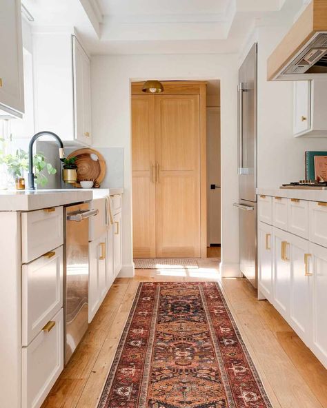 Galley Kitchen Pantry, Galley Kitchen Makeover, Modern Galley Kitchen Ideas, Small Galley Kitchen Ideas, Laundry In Kitchen, Small Galley Kitchen Designs, Small Galley Kitchen Remodel, Small Dining Nook, White Galley Kitchen