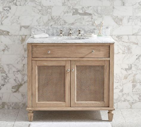 Sausalito Single Sink Console | Pottery Barn Canada Custom Bathroom Vanity, French Country Bathroom, Single Sink Vanity, Double Sink Vanity, Sink Vanity, Sink Top, Engineered Stone, Single Sink, Stone Top