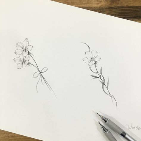 ∥flower illust design∥꽃 도안∥ . . . . #illust #tattoo #tattoodesign #wonseok #tattooist #flowerdrawing #tattoos #drawing #tinytattoo… Jasmine Tattoo, Violet Flower Tattoos, Violet Tattoo, Tattoos Drawing, Orchid Tattoo, Muster Tattoos, Small Flower Tattoos, Cute Small Tattoos, Tiny Tattoo