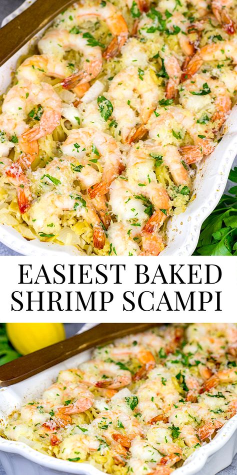 Easy Baked Shrimp, Seafood Meals, Baked Shrimp Scampi, Hp Sauce, Seafood Entrees, Scampi Recipe, Best Seafood Recipes, Shrimp Recipes For Dinner, Baked Shrimp