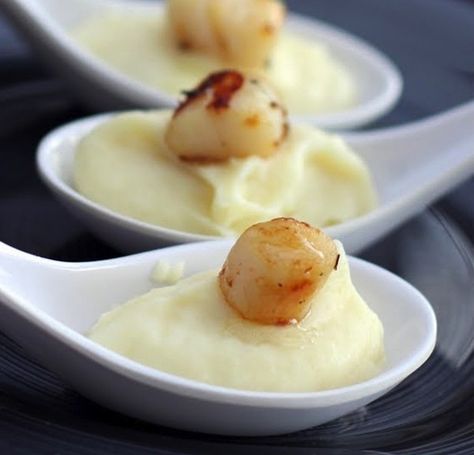 Anything on an “Amuse Bouche Spoon” | 25 Party Appetizers That Should Be Banned For Life Appetizer Spoons, Scallop Appetizer, Holiday Appetizers Easy, Fest Temaer, Thanksgiving Appetizer Recipes, Holiday Appetizers Recipes, Wedding Appetizers, Truffle Oil, Party Appetizers