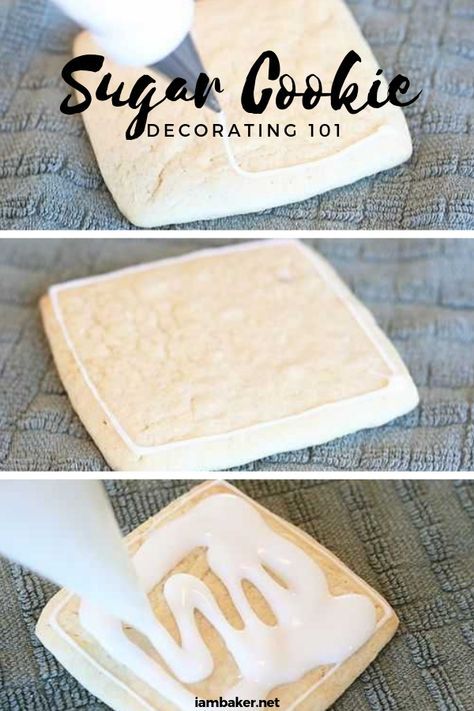 Sugar Cookies For Christmas, Diy Sugar Cookies, Sugar Cookie Decorating, Cookies For Christmas, Cookie Icing Recipe, Glaze Icing, Decorating 101, I Am Baker, Sugar Cookie Icing