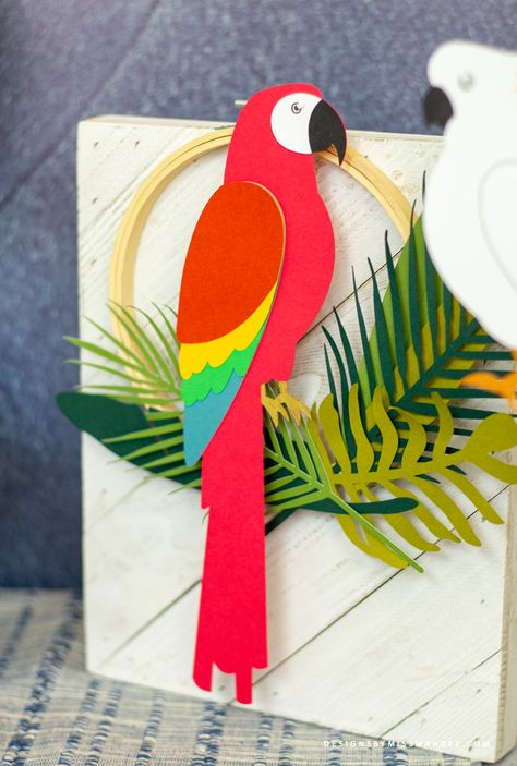 FREE Die Cut Tropical Birds – Summer Cut Files - Designs By Miss Mandee. Bird, birds, cockatoo, Cricut, cut file, die cut, Die Cut Tropical Birds, free, freebie, leaf, leaves, macaw, parrot, silhouette, svg, Toucan, tropical, wreath, Tiki Room, summer. Cricut Tropical Decor, Bird Svg Free Cricut, Tropical Svg Free, Paper Parrot Craft, Parrot Paper Craft, Birds Paper Craft, Parrot Silhouette, Tiki Room Birds, Parrot Decoration