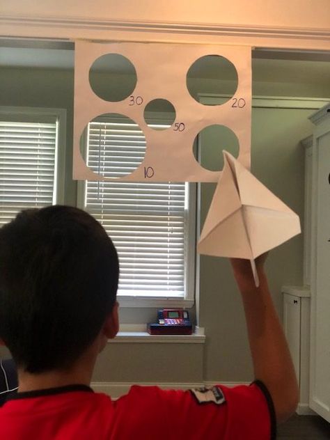 Paper Airplane Target! Ages 3+ - Learn As You Play Diy Kids Games, Indoor Games For Kids, Family Party Games, Family Fun Games, Paper Airplane, Indoor Activities For Kids, Kids Party Games, Kids Learning Activities, Toddler Learning Activities