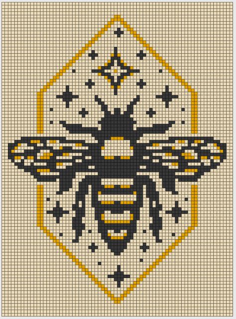 Dragonfly Grid Pattern, Bee Grid Pattern, Bee Tapestry Crochet, Pixel Art Macrame Pattern, Pixel Bee Art, Pixel Geometric Pattern, Pattern Tapestry Crochet, Bee Alpha Pattern, Moth Pixel Art Grid