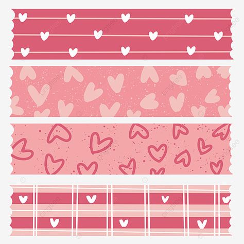 Washi Tape Valentines, Printable Paper Design, Washi Tape Ideas Printable, Cute Washi Tape Design, Washi Tapes Design, Aesthetic Washi Tape Design, Pink Washi Tape Printable, Printable Washi Tape Patterns, Cute Washi Tape Png