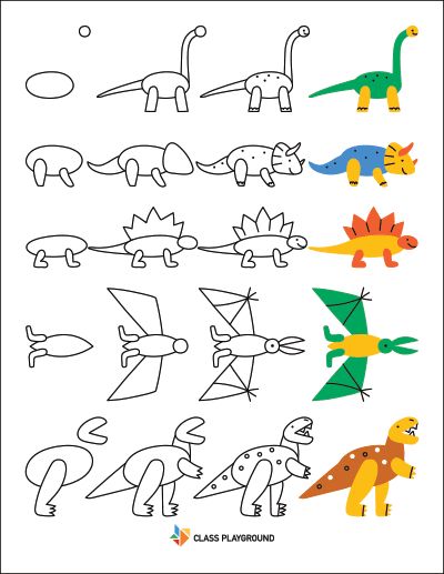 How To Paint Dinosaurs, Drawing Dinosaurs Easy, Draw Dinosaur Easy For Kids, Easy To Draw Dinosaur, How To Draw A Dinosaur For Kids, How To Draw Dinosaur, Dinosaur Doodle Easy, Drawings With Shapes, Dinosaur Drawing For Kids