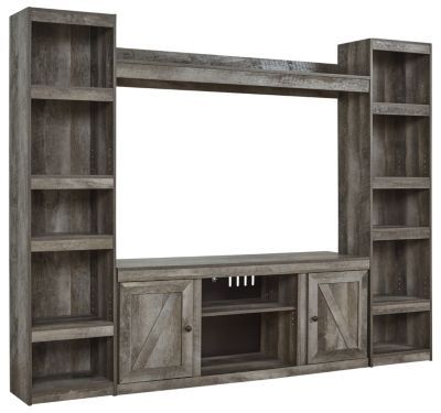 Grey Entertainment Center, Infrared Fireplace, Fireplace Entertainment Center, Entertainment Wall, Tv Stands And Entertainment Centers, Fireplace Inserts, Reclaimed Barn Wood, Electric Fireplace, Ashley Furniture