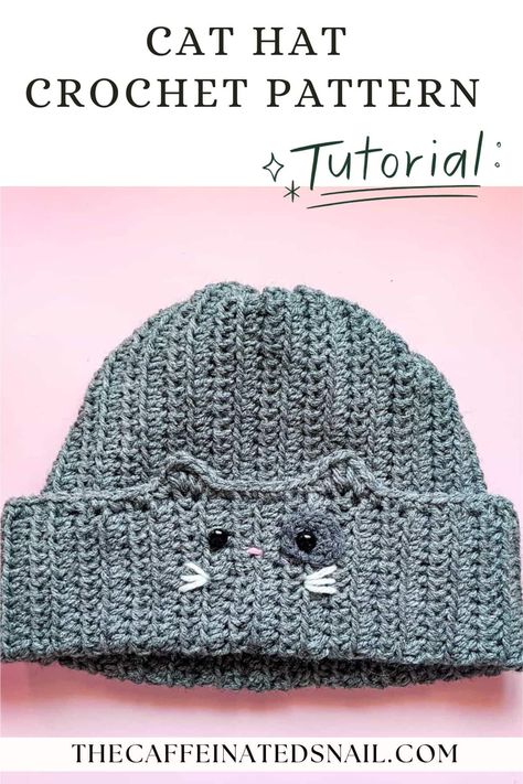 This easy Cat Hat Crochet Pattern will keep you toasty during fall and winter while being super cute! Some would say your crochet cat hat looks purrfect! Crochet Cat Beanie Free Pattern, Cat Hat Crochet, Crochet Cat Beanie, Cat Hat Pattern, Crochet Cat Hat, Cat Beanie, Hat Crochet Pattern, Crochet Beanie Pattern, Your Crochet