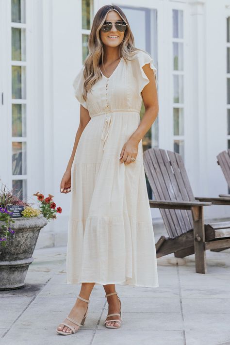 Midi Cream Dress, Celine Crochet, Casual Couple Outfits, Easter Dress For Women Church, Wedding Shower Dress, Shower Dress For Bride, Easter Dresses For Women, Cream Midi Dress, Midi Dress Fall