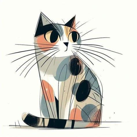 Modern Cat Wall, Modern Cat Art, Diy Stamps, Cats Art Drawing, Abstract Cat, Cat Art Illustration, Cat Artwork, Modern Cat, Cat Wall Art