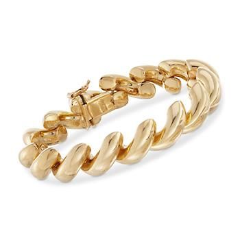 The polished and angled links of this wide San Marco bracelet, give it a bold and luxurious feel. Made in Italy. Box clasp, 18kt yellow gold over sterling silver bracelet. Free shipping & easy 30-day returns. Fabulous jewelry. Great prices. Since 1952. Chunky Gold Bracelet, Safety Box, Precious Gemstones Jewelry, Gifts For Your Sister, Gold Bracelet For Women, Fine Jewelery, Figure 8, Box Clasp, Jewelry Lookbook