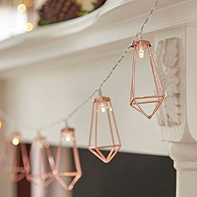 Metal String Lights - Rose Gold - Warm White LEDs - Battery Operated - Timer by Festive Lights: Amazon.co.uk: Kitchen & Home Copper Room Decor, Room Decor Bedroom Rose Gold, Copper Room, Rose Gold Room Decor, Rose Gold Rooms, Lantern With Fairy Lights, Rose Gold Bedroom, Teenage Room Decor, Gold Room Decor